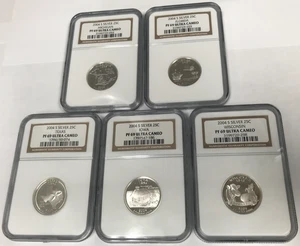 2004-S Silver Proof Statehood Quarter Set MI FL TX IA WI - NGC PF69 Ultra Cameo - Picture 1 of 12