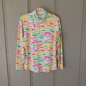 Top Ibkul manica lunga stampa multi mimetica taglia L donna mezza zip finto collo elasticizzato - Foto 1 di 12