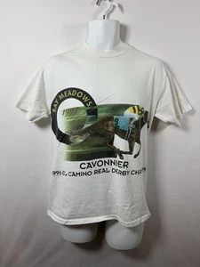 Vintage 90s Bay Meadows Race Track T-Shirt, Horse Racing Camino Real Derby Sz M - Picture 1 of 6