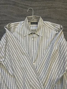 Sulka Italy Shirt Mens Medium Black White Long Sleeve Button Up Houndstooth - Picture 1 of 8