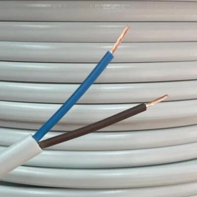 PX 2 Core Flat Cable 3amp 0.5mm Flex 6amp 0.75mm PVC Wire 1m 100m 2192Y White