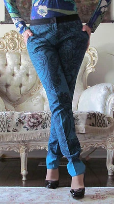 EMILIO PUCCI Pasarela Turquesa, Estampado de Encaje Vestido-y Pantalones It 42, EE. UU. 6-8, REINO UNIDO 10, S-M Foto 1 de 4