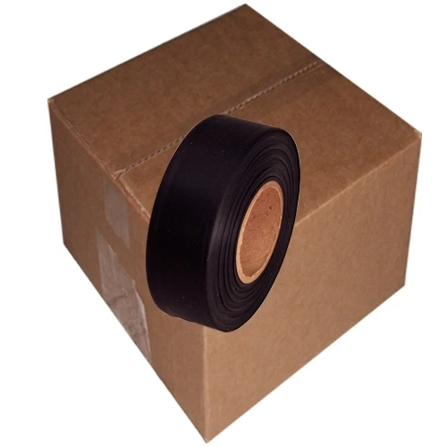 TAPEPLANET Black Flagging Tape 1 3/16" x 300 ft Roll Non-Adhesive (12 Roll/Case)