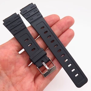 18mm Black Rubber Diver Design Watch Band Strap - Picture 1 of 3