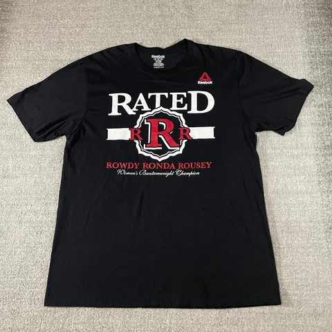 Reebok UFC Ronda Rousey Men's Graphic T-Shirt Size XL Short Sleeve Black Cover