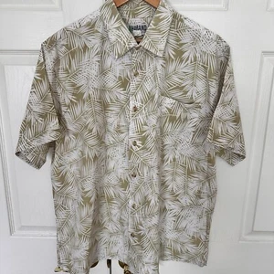 Camicia Haband uomo XL bianca verde tropicale stampa all over hawaiana leggera - Foto 1 di 14