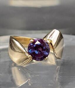 14K 7.1g Solid Yellow Gold Royal Blue Topaz Bypass Statement Ring Size 7.5
