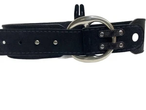 Fossil Black Leather & Suade Fold Over Buckle Hip Belt Size Medium Rock Western - Picture 1 of 9
