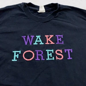 vtg 90s WAKE FOREST UNIVERSITY EMBROIDERED T-Shirt SMALL/MEDIUM north carolina - Picture 1 of 6