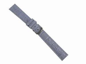 Watch Band Bracelet with Clasp Crocodile Glossy Leather 16 mm Lavender - Picture 1 of 1