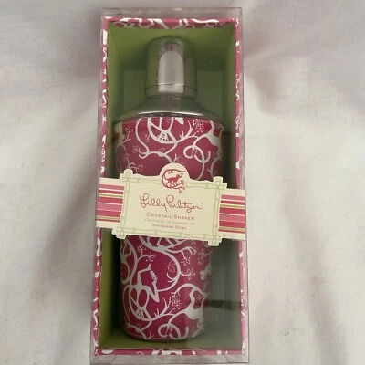 Coctelera Lilly Pulitzer, Acero Inoxidable con Envoltura de Cuero, Nueva En Caja Foto 1 de 3