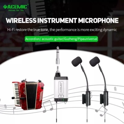UHF Wireless Instrument Microphone 2 Channel for Saxophone Accordion Guitar Pipa - Image 1 of 4