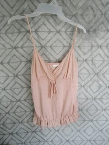 No Boundaries Tank Top Size M 7 9 Juniors Pink Straps V Neck Elastic Waist  - Picture 1 of 3