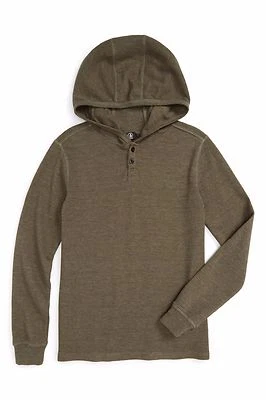 Volcom Big Boys' Murphy Hoodie Thermal Pullover Sweater Military Green S M L NWT - Image 1 of 4