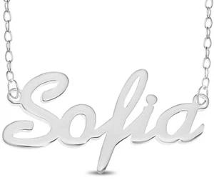 Sofia Name Plate Necklace Pendent Sterling Silver female Personalized Custom - Picture 1 of 2