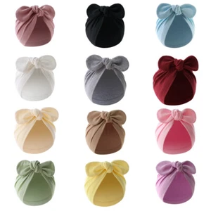 Neugeborenes Baby Schleife Knoten Turban Mütze Säugling Kleinkind Mütze Baumwolle Kopftuch Beanie Mütze - Bild 1 von 28