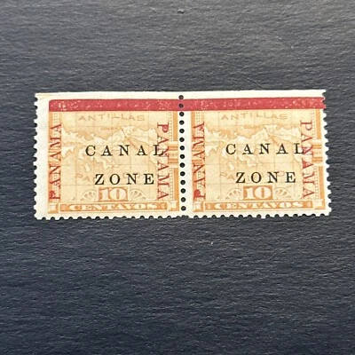 Us Stamp Canal Zone Scott #13 Pair Gum Disturbed Mnh - Image 1 of 2