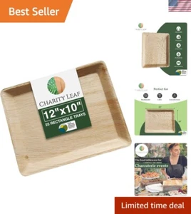 Elegant Biodegradable Palm Leaf Serving Platters, 25 Eco-Friendly Party Trays - Picture 1 of 7