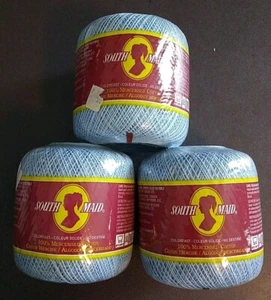 NUOVO lotto di 3 fili all'uncinetto South Maid colore cotone 480 blu Delft 350 iarde - Foto 1 di 5