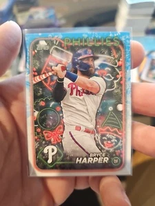 2024 Topps Holiday - Holiday Variation Candy Cane Bat #H179 Bryce Harper - Picture 1 of 3
