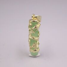 Green Jade Pendant For Women Jade Jewelry 18K gold plated Dragon Pillar Pendant