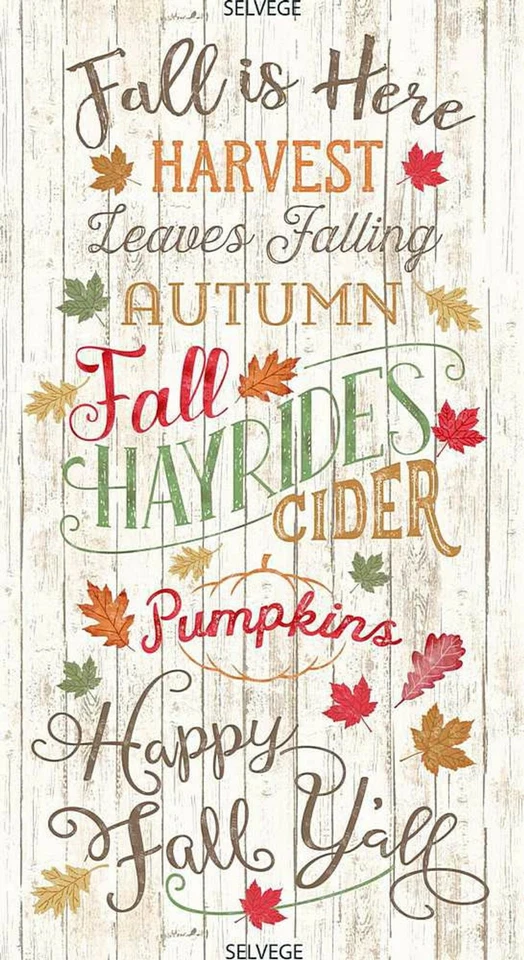 Autumn Happy Fall Y'all Leaves Cotton Fabric Timeless Treasure C7863 24" Panel - Image 1 of 1