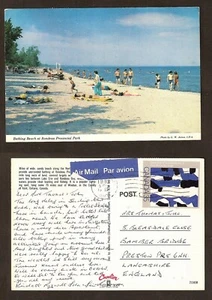 CANADA CARTOLINA D'EPOCA TIMBRO SPIAGGIA BALNEABILE AL PARCO PROVINCIALE - ONTARIO - Foto 1 di 1