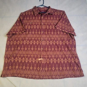 KINGSIZE - 3XL BIG - Camicia manica corta con bottoni - blu motivo geometrico rosso - Foto 1 di 10