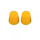 TRIALS BIKE RUBBER PUSH ON VALVE CAPS / COVERS. SILICONE. PAIR. QUICK FIT YELLOW