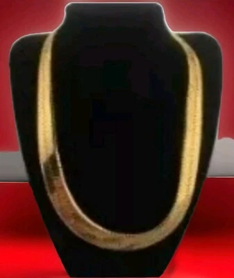 Collar plano de hueso de serpiente macizo chapado en oro amarillo 6 mm 22 pulgadas Foto 1 de 4