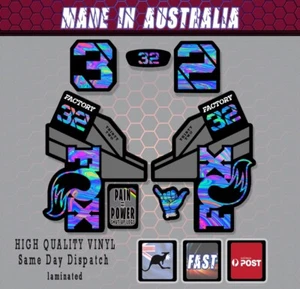 FOX Suspension Sticker 32 stepcast fork decal Grey / Oil slick print Laminated - Bild 1 von 1