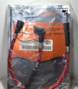 Harley Davidson P/A Braided Plug Set Red 1986-Later Sportster P/N 31965-93 H1 - Picture 1 of 4