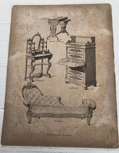 Disegni originali mobili di Giuseppe Cima 1830 Tavolino da lavoro Meridienne - Picture 1 of 1