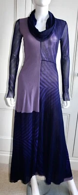 Jean Paul Gaultier Soleil Mesh Dress, Panels, Navy Blue, Purple, S - Image 1 of 4