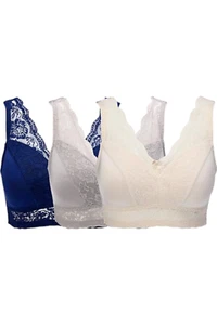 Rhonda Shear Women's 3-pack Bra Midnight Navy/Champagne/Gray - Picture 1 of 1