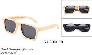 Gafas de sol genuinas hechas a mano de bambú bisagras de resorte antirreflejo polarizadas madera - Imagen 1 de 5