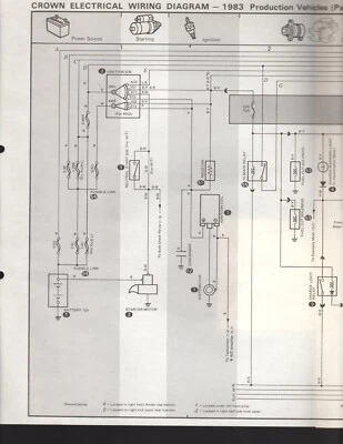 Toyota Crown 1983 Production Vehicles Large Fold-Out Wiring Diagrams - image 1 of 2