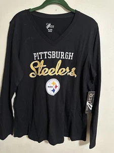 Pittsburgh Steelers T Shirt Women Size Xl Black Long Sleeve Top - Picture 1 of 2