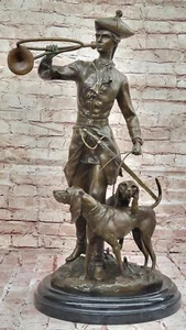 Hound SAR Military Dog Hunter Tracker Fox Hunt Club Bronze Marble Statue Sale - Picture 1 of 10