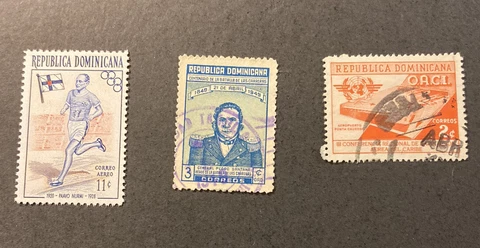 3 Stamps Dominican Republic 1940s-50s Olympics (H) OACI, General Santana (used) Cover