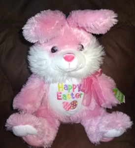 New 18" Happy Easter Bunny Rabbit Plush Easter Floral Toy Wall-Mart - Picture 1 of 9