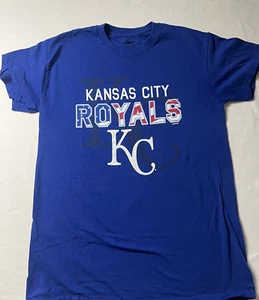 Kansas City Royals Shirt Small MLB patriotisch blau mit Flaggendetail in Buchstaben - Bild 1 von 4