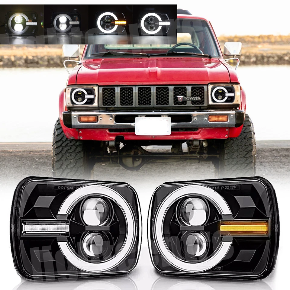 Farol de LED 5x7" 7x6" para Toyota Pickup 1982-1995 caminhão 4 corredores feixe Hi-Lo DRL - Imagem 1 de 4