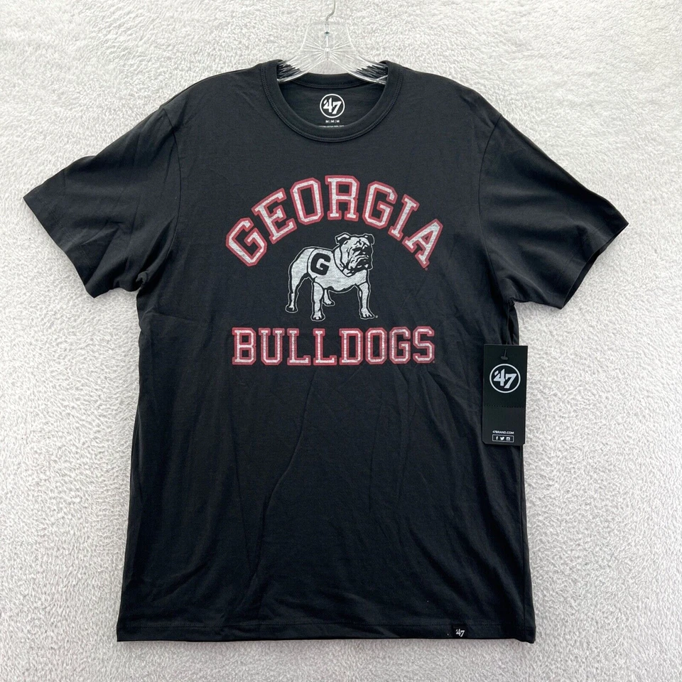 Georgia Bulldogs Shirt Medium Mens '47 Brand NCAA College Black Cotton Tee B New - Image 1 of 4
