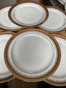Raflin Limoges (Francia) 6 platos de cena con montura 25 cm 1a calidad estilo imperio. - Imagen 1 de 12