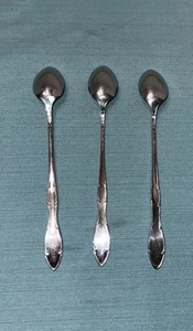3 Continental CSS13 Stainless ICE TEA SPOONS Vintage Japan Glossy Scroll Trim - Picture 1 of 4