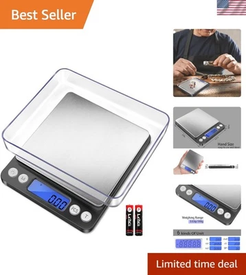 Báscula digital de precisión de 500 g con 2 bandejas - Mini báscula portátil negra Foto 1 de 4