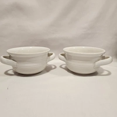 Juego de 2 cuencos de sopa blancos de doble mango Portugal usados en excelente estado Foto 1 de 4