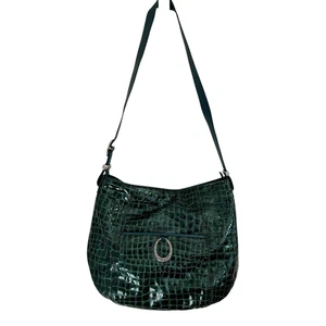 Brighton Classic Jane Green Patent Leather Croc Embossed Shoulder Bag Christmas - Picture 1 of 19