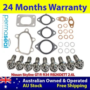 Permaseal Turbo Titanium Stud&Gaskets For Nissan Skyline GT-R R34 RB26DETT 2.6L - Picture 1 of 5